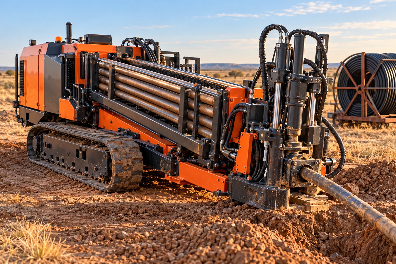 Directional drilling equipment at an electrical cable installation project